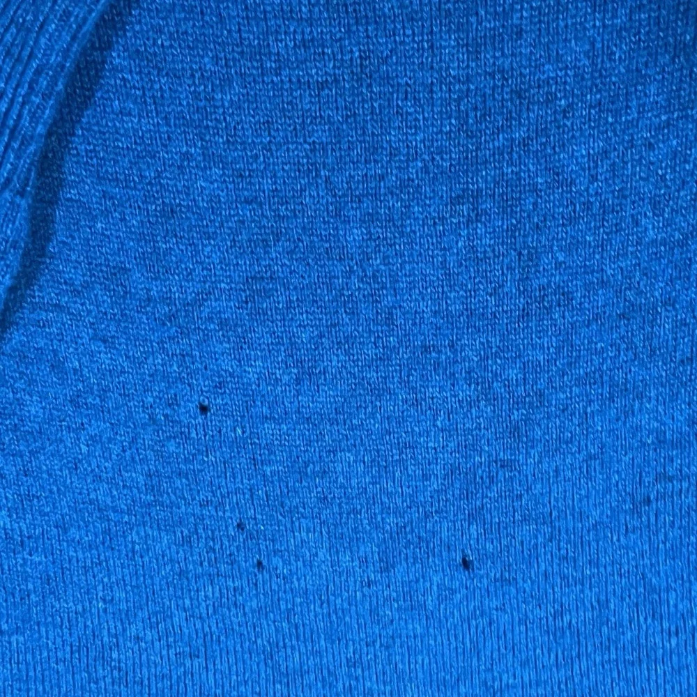 Vintage 50s Designer Sweater LG Lambs Wool Sweater Teal Blue Henley House Flaw